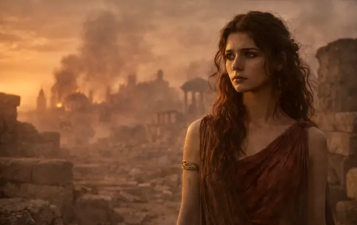 mitolojide Kassandra’nın Troya’nın yıkımını önceden gördüğü kehanet ve yalnızlık sahnesi